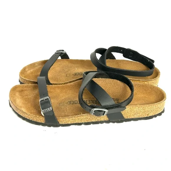 Birkenstock Black Sandals with Adjustable Straps and Cork Footbed - Picture 3 of 11